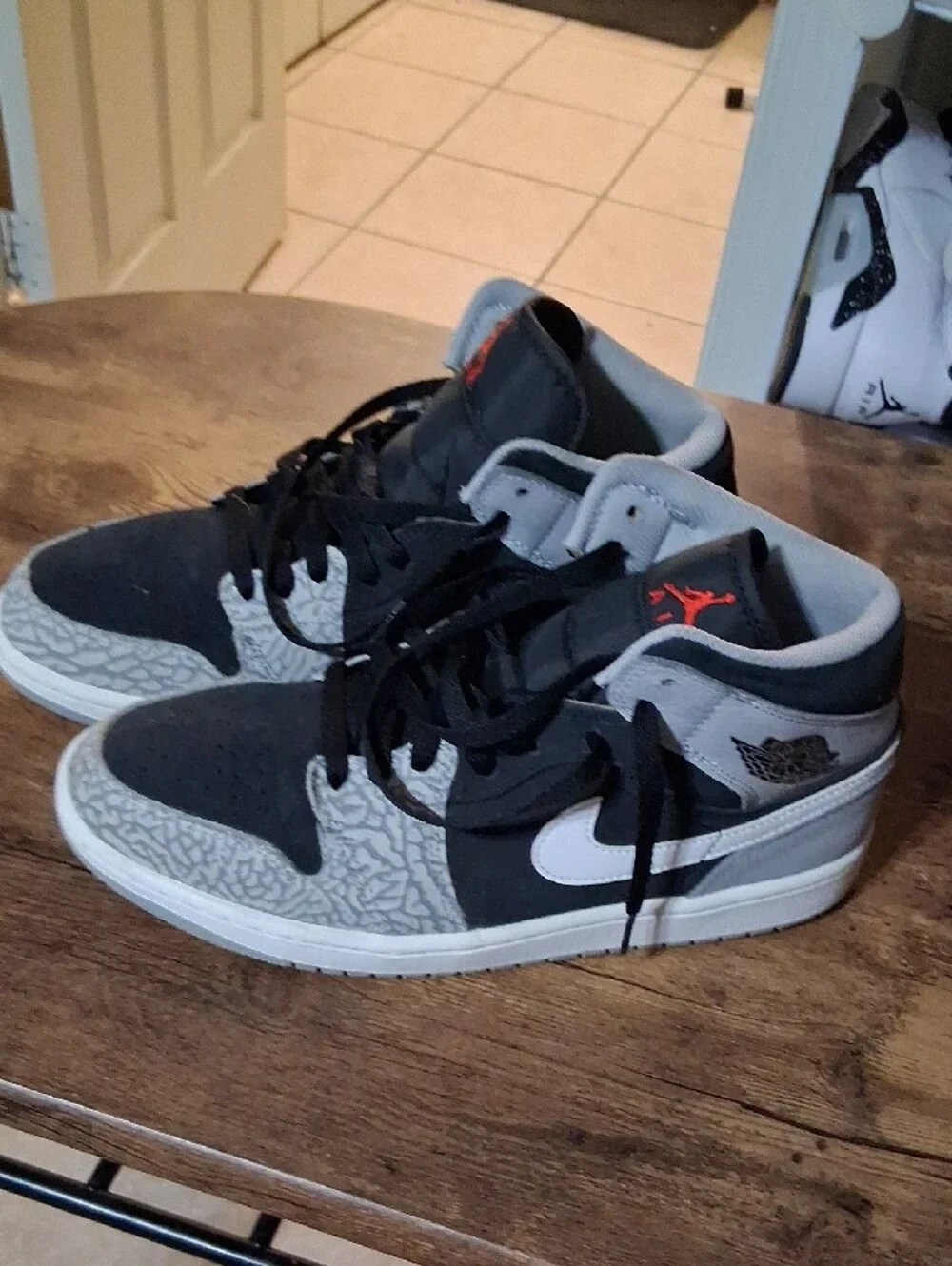 Jordan Mid-Top Sneakers in Black, Gray and White